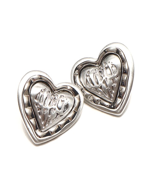 atmos pink(アトモスピンク)の「atmos pink ぷっくりハートロゴピアス(ピアス(両耳用)・レディース・シルバー/ゴールド・FREE)」の2枚目の写真