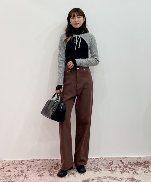 EPIMI E'PIMMY(エピミエピミー)の「サムホールデザインハイネックリブニット(ニット/セーター・レディース・ホワイト×ブラック/ブラック/オフホワイト・MEDIUM)」の10枚目の写真