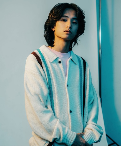 FTW(エフティダブリュー)の「STRIPED KNIT SHIRT(ニット/セーター・メンズ・ブラック/マスタード/アイボリー・LARGE/MEDIUM)」の2枚目の写真
