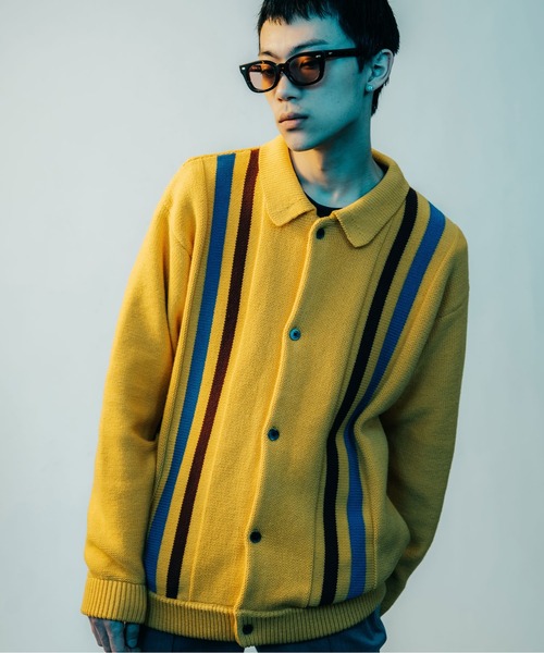 FTW(エフティダブリュー)の「STRIPED KNIT SHIRT(ニット/セーター・メンズ・ブラック/マスタード/アイボリー・LARGE/MEDIUM)」の3枚目の写真