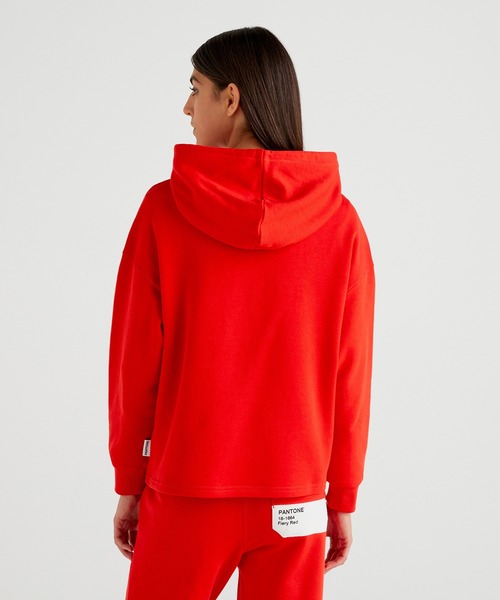 BENETTON (UNITED COLORS OF BENETTON)（ベネトンユナイテッドカラーズオブベネトン）の「プリントスウェットフードパーカー（パーカー・レディース・カーキ/パープル/ホワイト/レッド・MEDIUM/SMALL/X-SMALL/LARGE）」の7枚目の写真