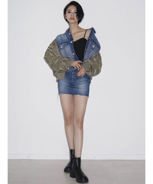 GYDA（ジェイダ）の「FRONTホック コルセットデザインビスチェ（キャミソール・レディース・ブラック/オフホワイト・FREE）」の17枚目の写真