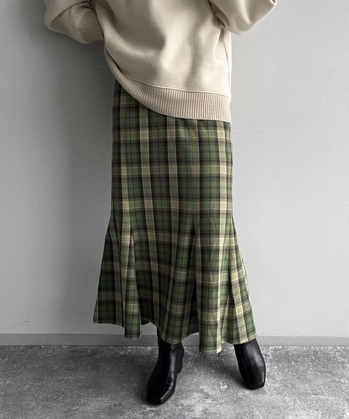 LOWRYS FARM（ローリーズファーム）の「チェックマーメイドスカート２　344639（スカート・レディース・カーキ/ブラウン/ブラック・MEDIUM/LARGE）」の6枚目の写真