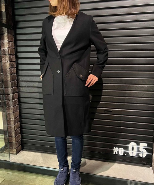 roarguns(ロアーガンズ)の「NO COLOR MELTON COAT(ノーカラーコート・レディース・ブラック・1)」の1枚目の写真