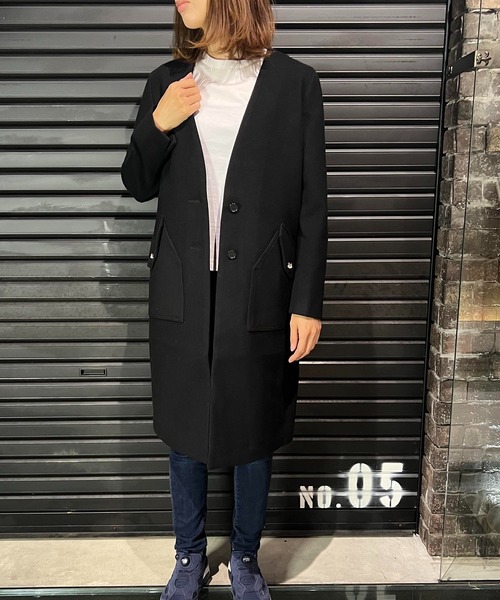 roarguns(ロアーガンズ)の「NO COLOR MELTON COAT(ノーカラーコート・レディース・ブラック・1)」の3枚目の写真