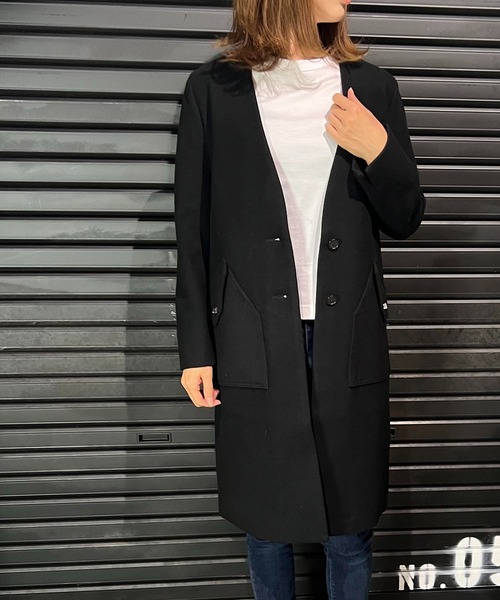 roarguns(ロアーガンズ)の「NO COLOR MELTON COAT(ノーカラーコート・レディース・ブラック・1)」の6枚目の写真