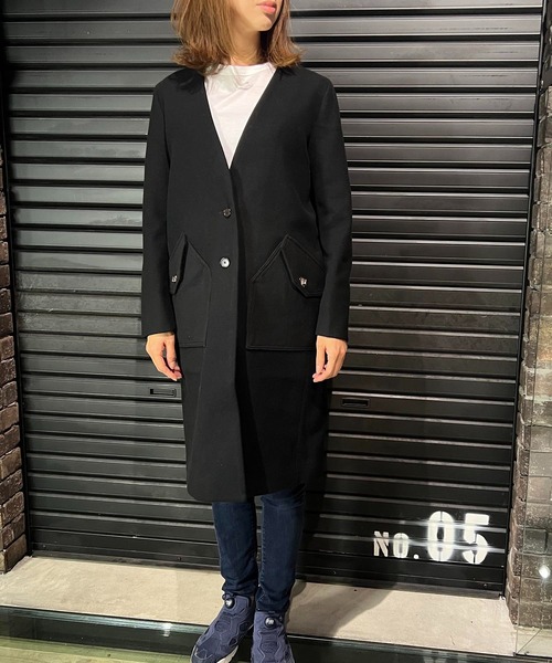 roarguns(ロアーガンズ)の「NO COLOR MELTON COAT(ノーカラーコート・レディース・ブラック・1)」の8枚目の写真