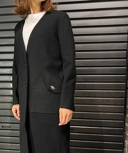 roarguns(ロアーガンズ)の「NO COLOR MELTON COAT(ノーカラーコート・レディース・ブラック・1)」の12枚目の写真