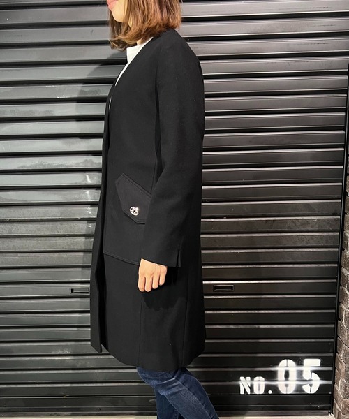roarguns(ロアーガンズ)の「NO COLOR MELTON COAT(ノーカラーコート・レディース・ブラック・1)」の9枚目の写真