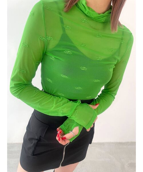 EMODA（エモダ）の「シースルーフィットトップ（シャツ/ブラウス・レディース・アイボリー/ブラック/グリーン・FREE）」の13枚目の写真