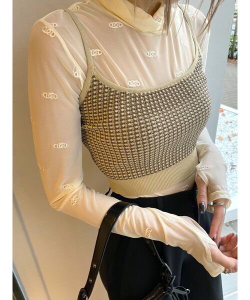 EMODA（エモダ）の「シースルーフィットトップ（シャツ/ブラウス・レディース・アイボリー/ブラック/グリーン・FREE）」の19枚目の写真