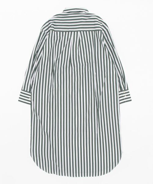 INTERPLANET（インタープラネット）の「ワイドストライプシャツワンピース（シャツワンピース・レディース・グリーン/ベージュ/ネイビー・FREE）」の4枚目の写真