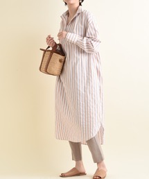 INTERPLANET | ワイドストライプシャツワンピース(シャツワンピース)