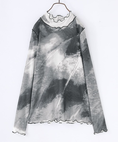 tシャツ 「unnome」ニュアンス柄ハイネックシアーTシャツ レディース nemne tシャツ 「unnome」ニュアンス柄ハイネックシアーTシャツ
