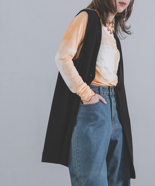 n'OrLABEL(ノアールレーベル)の「『ニュアンス柄ハイネックシアーカットソー』(Tシャツ/カットソー・レディース・パープル/オレンジ/ブラック・M/L/LL)」の7枚目の写真