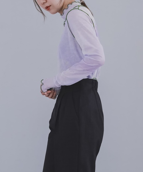 n'OrLABEL(ノアールレーベル)の「『ニュアンス柄ハイネックシアーカットソー』(Tシャツ/カットソー・レディース・パープル/オレンジ/ブラック・M/L/LL)」の10枚目の写真