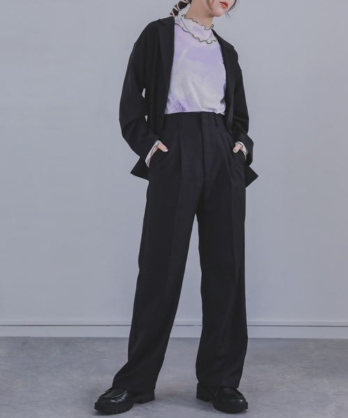 n'OrLABEL(ノアールレーベル)の「『ニュアンス柄ハイネックシアーカットソー』(Tシャツ/カットソー・レディース・パープル/オレンジ/ブラック・M/L/LL)」の8枚目の写真