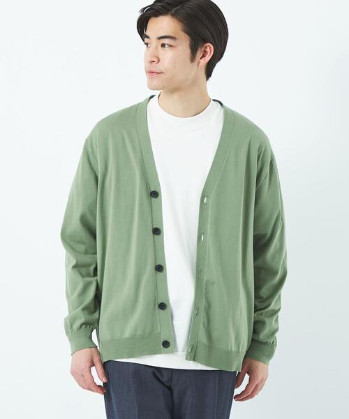 green label relaxing（グリーンレーベルリラクシング）の「スビンHT テンジク Vネック カーディガン（カーディガン/ボレロ・メンズ・ライム/ネイビー/ベージュ・L/XL/M/S）」の3枚目の写真