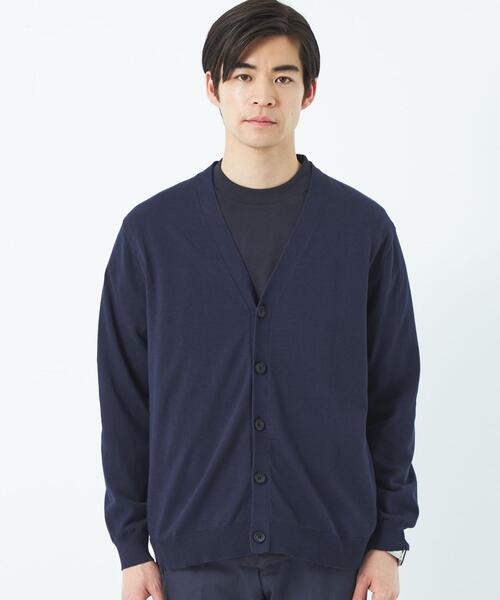 green label relaxing（グリーンレーベルリラクシング）の「スビンHT テンジク Vネック カーディガン（カーディガン/ボレロ・メンズ・ライム/ネイビー/ベージュ・L/XL/M/S）」の5枚目の写真