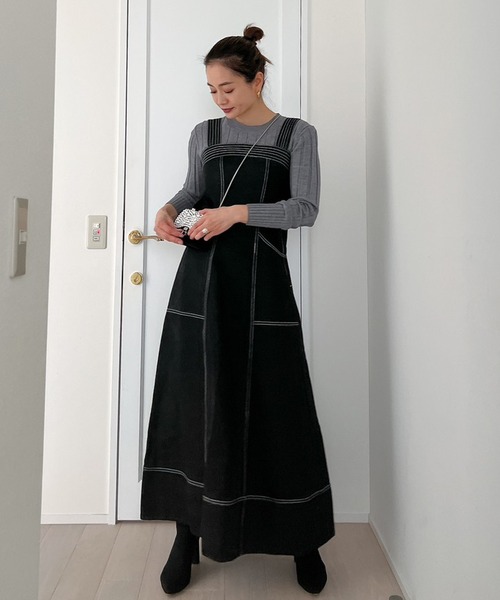 Vicente（ヴィセンテ）の「Denim long op（ワンピース・レディース・ブラック/ブルー・FREE）」の8枚目の写真