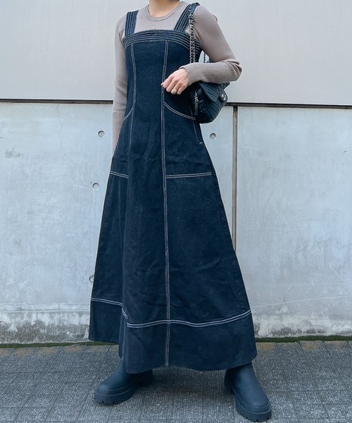 Vicente（ヴィセンテ）の「Denim long op（ワンピース・レディース・ブラック/ブルー・FREE）」の6枚目の写真