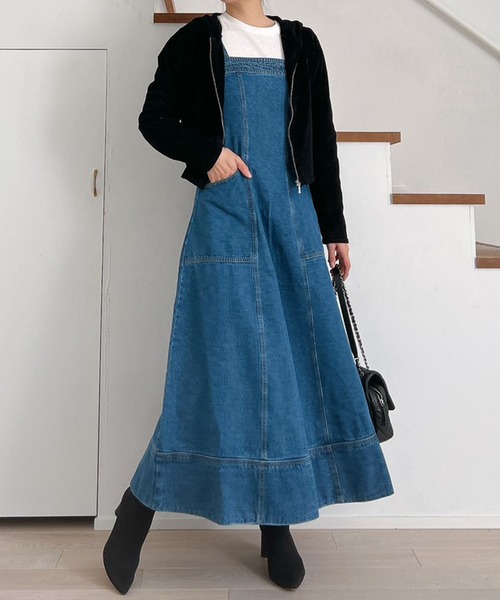 Vicente（ヴィセンテ）の「Denim long op（ワンピース・レディース・ブラック/ブルー・FREE）」の13枚目の写真