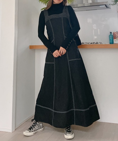 Vicente（ヴィセンテ）の「Denim long op（ワンピース・レディース・ブラック/ブルー・FREE）」の14枚目の写真