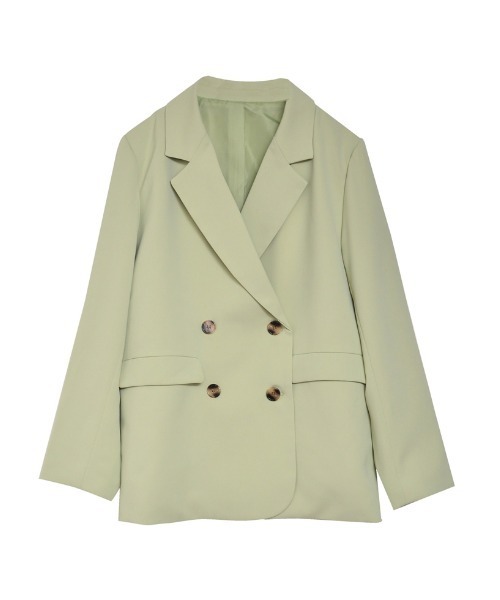 Re:EDIT（リエディ）の「[入卒式 セレモニー]ダブルテーラードジャケット（テーラードジャケット・レディース・ホワイト/ブラック/グレー/グレイッシュベージュ/ベージュ/イエロー/ピンク/ネイビー/ブラウン/ミント/ブルー・MEDIUM/LARGE）」の7枚目の写真