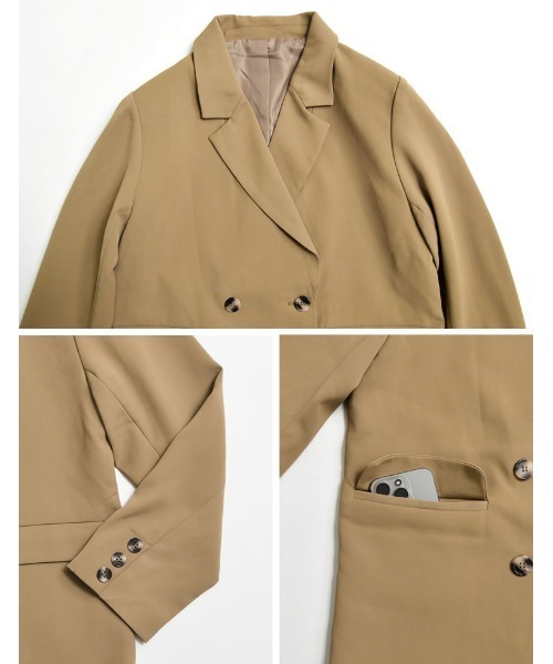 Re:EDIT（リエディ）の「[入卒式 セレモニー]ダブルテーラードジャケット（テーラードジャケット・レディース・ホワイト/ブラック/グレー/グレイッシュベージュ/ベージュ/イエロー/ピンク/ネイビー/ブラウン/ミント/ブルー・MEDIUM/LARGE）」の20枚目の写真