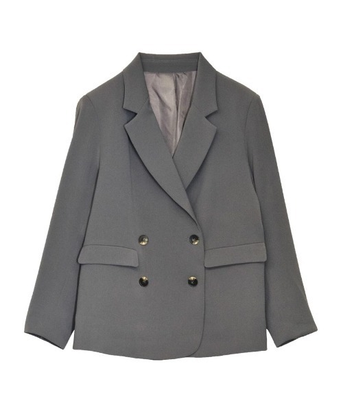 Re:EDIT（リエディ）の「[入卒式 セレモニー]ダブルテーラードジャケット（テーラードジャケット・レディース・ホワイト/ブラック/グレー/グレイッシュベージュ/ベージュ/イエロー/ピンク/ネイビー/ブラウン/ミント/ブルー・MEDIUM/LARGE）」の14枚目の写真