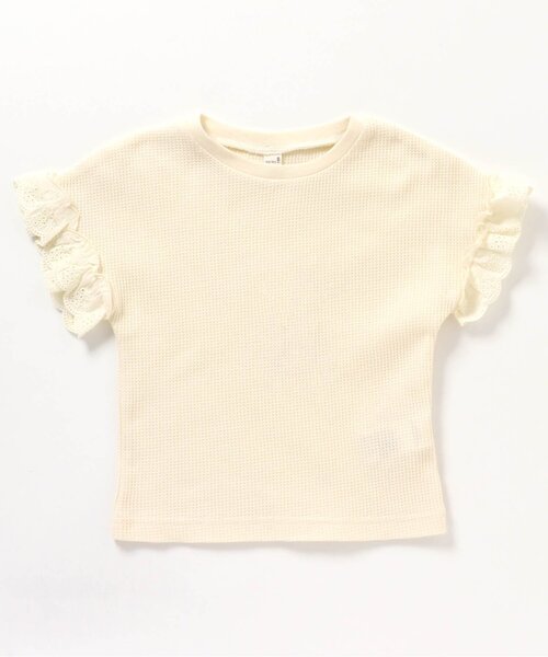 apres les cours（アプレレクール）の「ワッフルフリルTシャツ（Tシャツ/カットソー・キッズ・チャコール/ピンク/その他2/アイボリー/ブルー・130/110/100/80/90/120/140）」の2枚目の写真