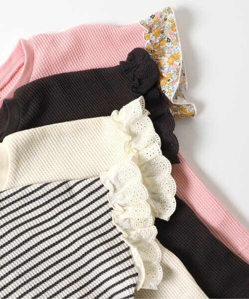 apres les cours（アプレレクール）の「ワッフルフリルTシャツ（Tシャツ/カットソー・キッズ・チャコール/ピンク/その他2/アイボリー/ブルー・130/110/100/80/90/120/140）」の20枚目の写真