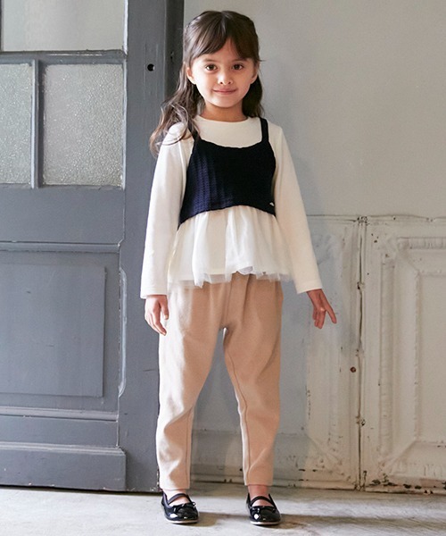 petit main（プティマイン）の「フライスサルエルパンツ（その他パンツ・キッズ・アイボリー/オレンジ/ブラック/オフホワイト/ライトグリーン/ベージュ・110cm/120cm/90cm/100cm/80ｃｍ）」の4枚目の写真