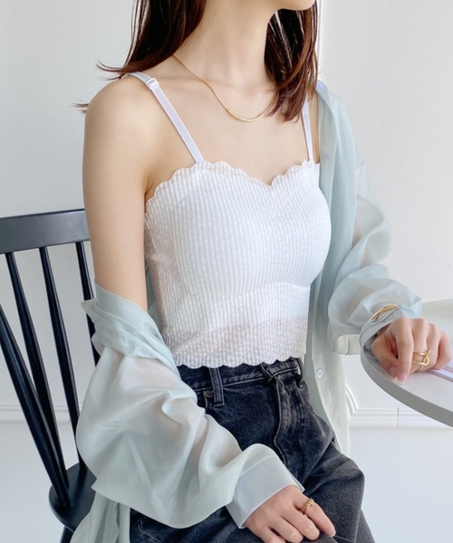 yuue' ( wear )（ユーイ）の「カップ付きスカラップ キャミソール（キャミソール・レディース・ピンク/ホワイト/ブラック・FREE）」の2枚目の写真
