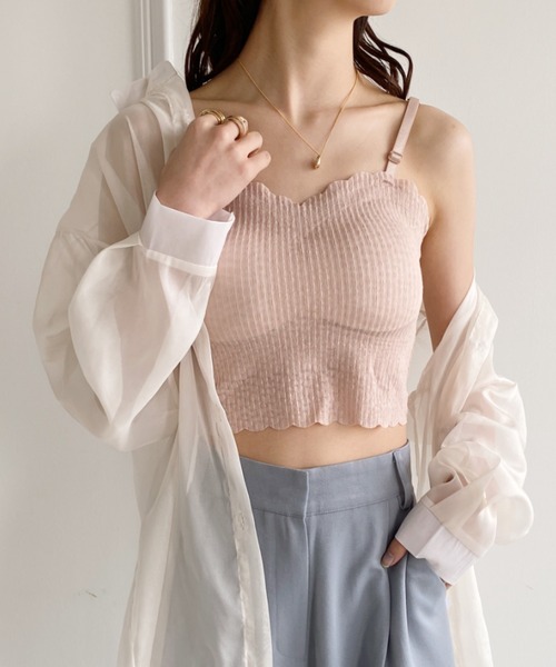 yuue' ( wear )（ユーイ）の「カップ付きスカラップ キャミソール（キャミソール・レディース・ピンク/ホワイト/ブラック・FREE）」の3枚目の写真
