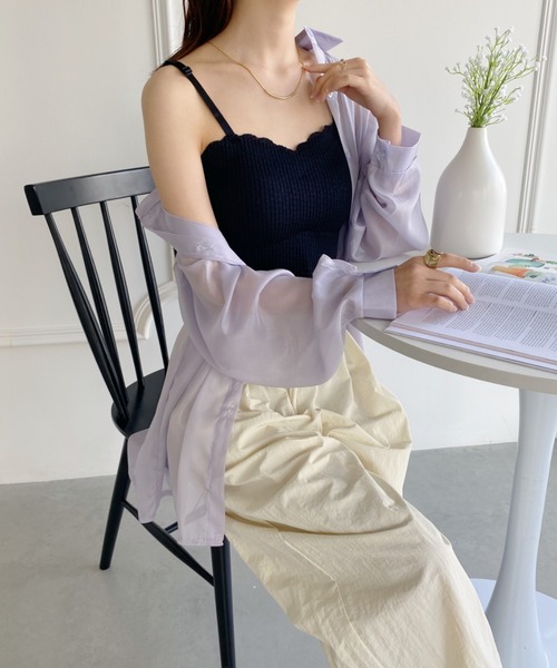 yuue' ( wear )（ユーイ）の「カップ付きスカラップ キャミソール（キャミソール・レディース・ピンク/ホワイト/ブラック・FREE）」の7枚目の写真