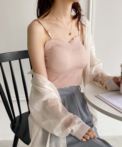 yuue' ( wear )（ユーイ）の「カップ付きスカラップ キャミソール（キャミソール・レディース・ピンク/ホワイト/ブラック・FREE）」の11枚目の写真