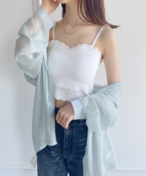 yuue' ( wear )（ユーイ）の「カップ付きスカラップ キャミソール（キャミソール・レディース・ピンク/ホワイト/ブラック・FREE）」の12枚目の写真