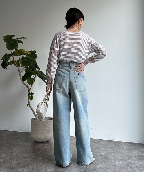 DouDou（ドゥドゥ）の「SS 袖シアーボーダーTEE（Tシャツ/カットソー・レディース・ピンク/ブラック/ベージュ/ピンク系その他/ネイビー/レッド・FREE）」の21枚目の写真