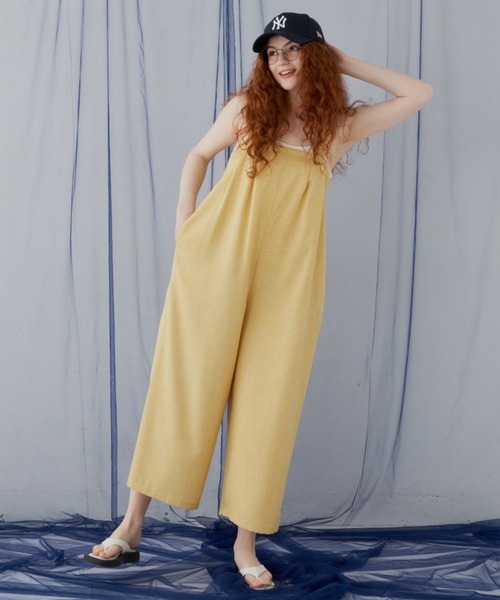 MERLOT（メルロー）の「バックリボンワイドサロペット（サロペット/オーバーオール・レディース・ブラック/イエロー・FREE）」の12枚目の写真