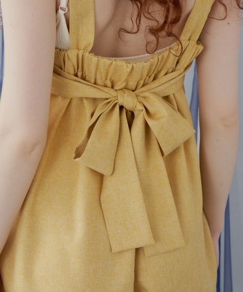 MERLOT（メルロー）の「バックリボンワイドサロペット（サロペット/オーバーオール・レディース・ブラック/イエロー・FREE）」の17枚目の写真