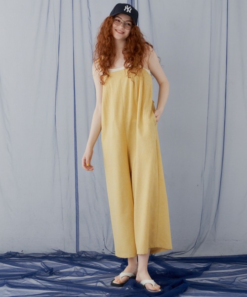 MERLOT（メルロー）の「バックリボンワイドサロペット（サロペット/オーバーオール・レディース・ブラック/イエロー・FREE）」の19枚目の写真