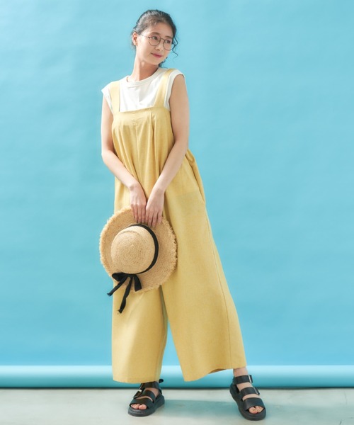 MERLOT（メルロー）の「バックリボンワイドサロペット（サロペット/オーバーオール・レディース・ブラック/イエロー・FREE）」の21枚目の写真