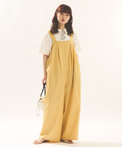 MERLOT（メルロー）の「バックリボンワイドサロペット（サロペット/オーバーオール・レディース・ブラック/イエロー・FREE）」の7枚目の写真