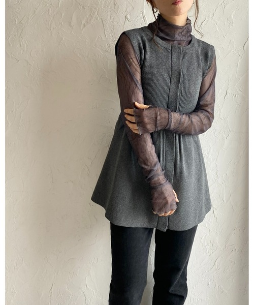 MARBLE / アーム付シアートップス  青 H-25-06-07-043-GO-TO-KB-ZH Happy John（ハッピージョン）の「original marble sheer tops