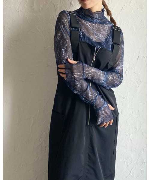 MARBLE / アーム付シアートップス  青 H-25-06-07-043-GO-TO-KB-ZH Happy John（ハッピージョン）の「original marble sheer tops