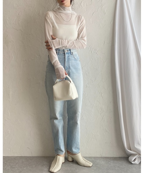 She's Closet(シーズクローゼット)の「指穴付きフィンガーホールマーブルニュアンス柄長袖ハイネックメッシュシアープルオーバートップス(Tシャツ/カットソー・レディース・ブラック/ブルー/ライトグレー/ベージュ/グレー/チャコールグレー/ピンク/ダークブルー/アイボリー/イエロー/ホワイト/チャコール/グレー系その他・FREE)」の22枚目の写真