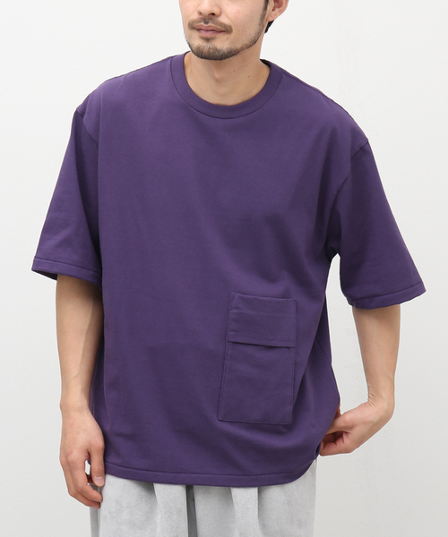 POLYPLOID（ポリプロイド）の「【POLYPLOID / ポリプロイド】OVERSIZE T SHIRT C ムジ（Tシャツ/カットソー・メンズ・ブラック/パープル・2/3）」の2枚目の写真