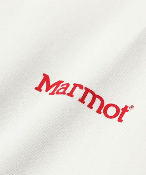 MARMOT（マーモット）の「Marmot × BEAMS / 別注 Marmot Mountain Works T-shirt（Tシャツ/カットソー・メンズ・ホワイト/ネイビー・MEDIUM/LARGE/X-LARGE）」の5枚目の写真