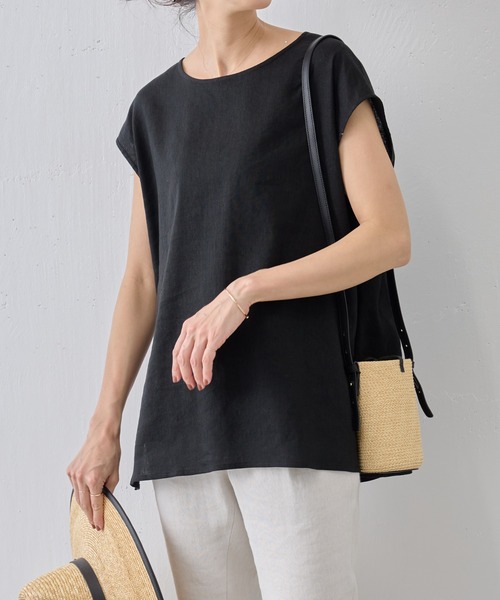 BEARDSLEY（ビアズリー）の「《ビアズリー》リネンジレブラウス（ベスト・レディース・ベージュ/ブラック・FREE）」の4枚目の写真